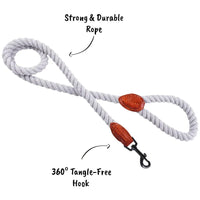 AllPetSolutions grey cotton rope lead handle loop detail