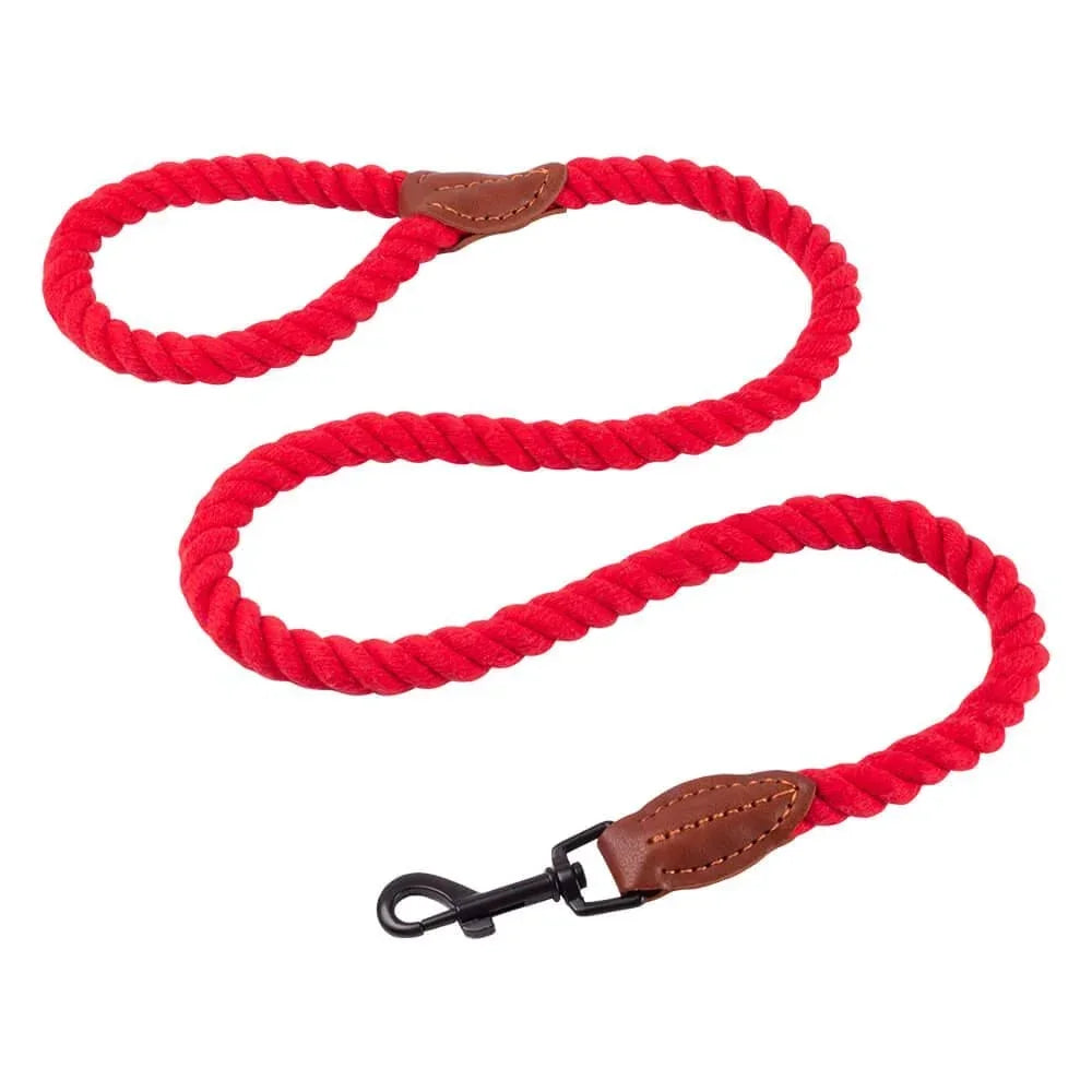 Rust Dog Rope Lead AllPetSolutions Cotton Rope Dog Lead, Red, 120cm - AllPetSolutions
