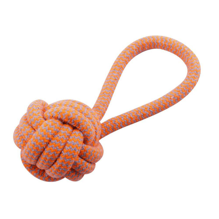 AllPetSolutions Dog Ball Rope Toy with Loop, Orange - All Pet Solutions