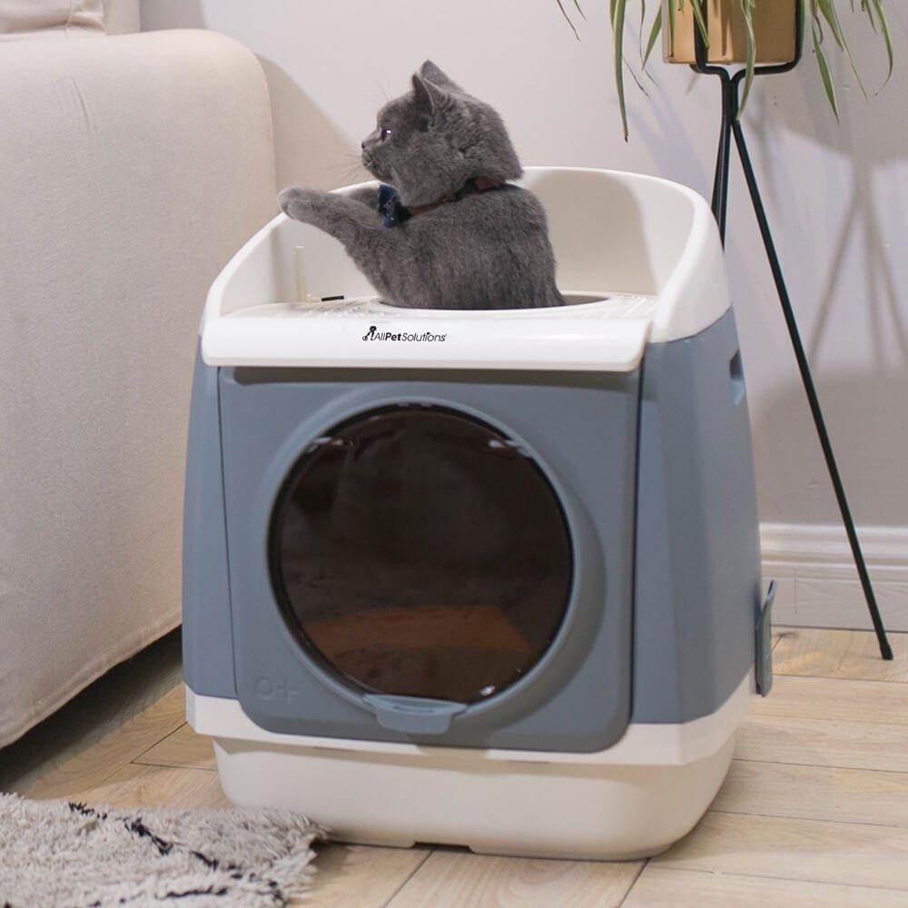 AllPetSolutions Grey Cat Litter Box - Exit Hatch Feature - All Pet Solutions