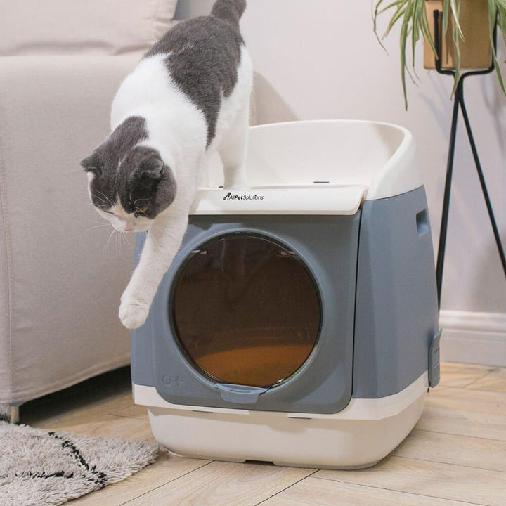 AllPetSolutions Grey Cat Litter Box - Exit Hatch Feature - All Pet Solutions