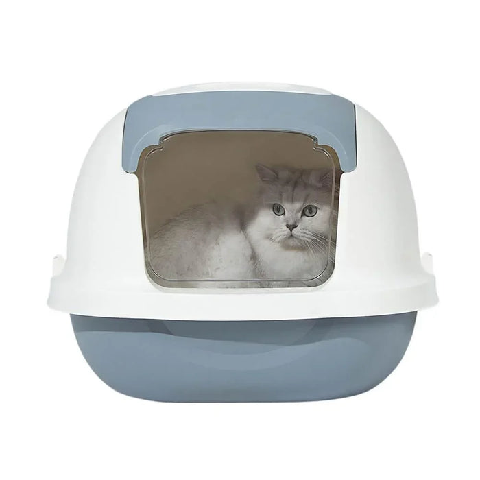 Grey Cat Litter Box with Lid