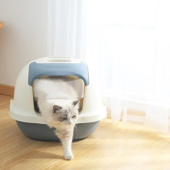 Grey Cat Litter Box with Lid