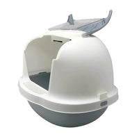 AllPetSolutions grey lidded litter box viewed from above