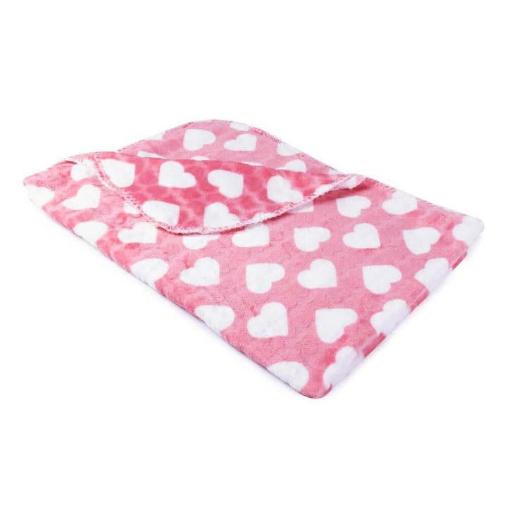 AllPetSolutions Hearts Print Fleece Cat & Dog Blanket, Coral - All Pet Solutions