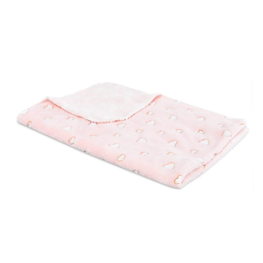 AllPetSolutions Hearts Print Fleece Cat & Dog Blanket, Pink - All Pet Solutions