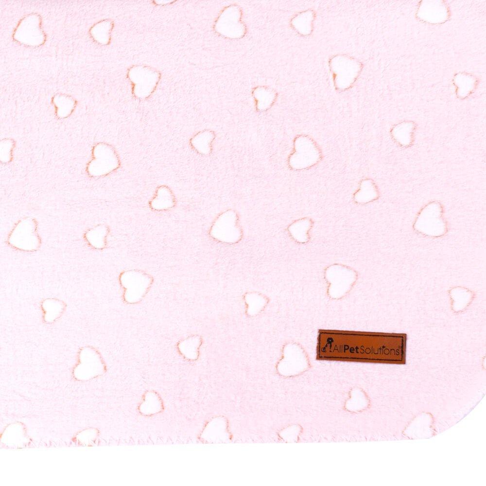 AllPetSolutions Hearts Print Fleece Cat & Dog Blanket, Pink - All Pet Solutions