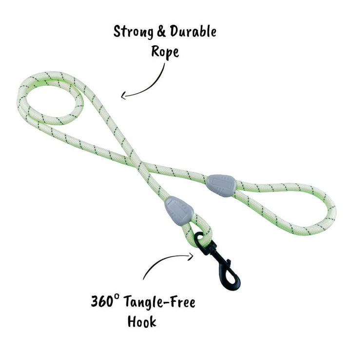 AllPetSolutions Reflective Rope Dog Lead, Green, 140cm - All Pet Solutions