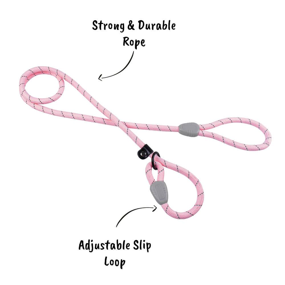 AllPetSolutions Reflective Rope Slip Dog Lead, Pink, 140cm - All Pet Solutions