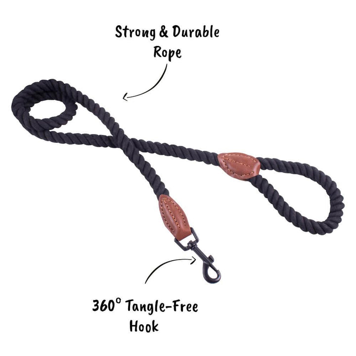 AllPetSolutions Rope Dog Lead, Black, 120cm - All Pet Solutions
