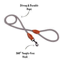 AllPetSolutions black and white rope lead handle loop detail