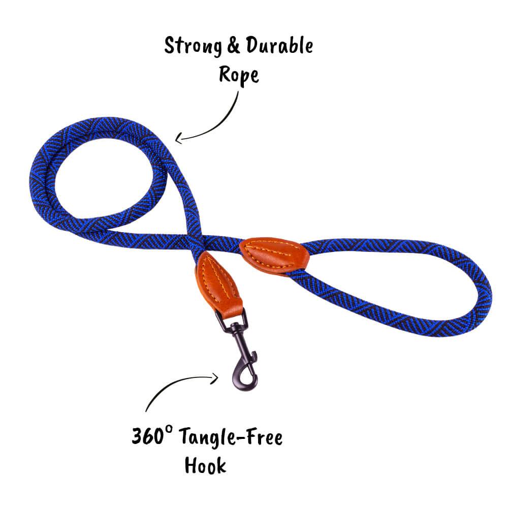 AllPetSolutions Rope Dog Lead, Blue/Black, 120cm - All Pet Solutions