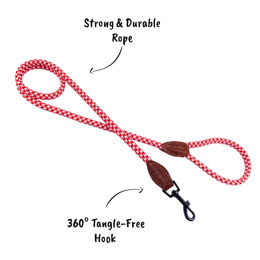 AllPetSolutions Rope Dog Lead, White/Red, 120cm - All Pet Solutions