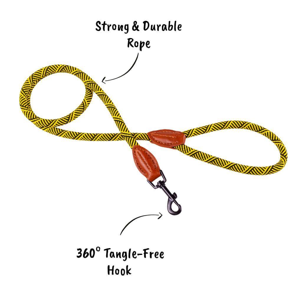 Rust Dog Rope Lead AllPetSolutions Rope Dog Lead, Yellow, 120cm - AllPetSolutions