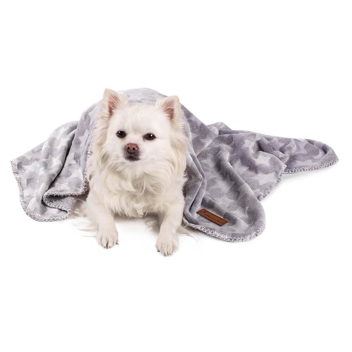 AllPetSolutions Star Print Fleece Cat & Dog Blanket, Grey - All Pet Solutions