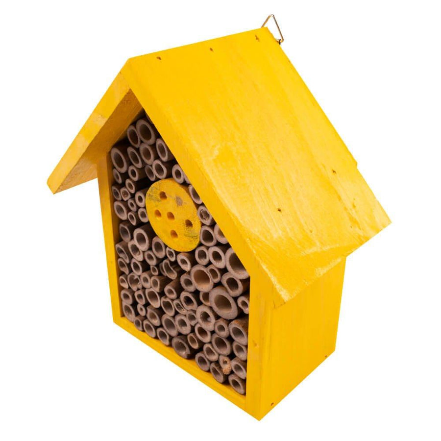 AllPetSolutions Wooden Bee House, Yellow - All Pet Solutions