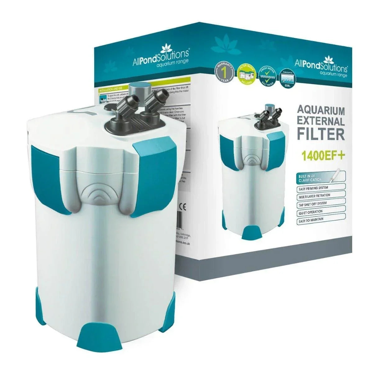 AllPetSolutions 1400EF+ 1400 L/H aquarium external filter with 9w UV
