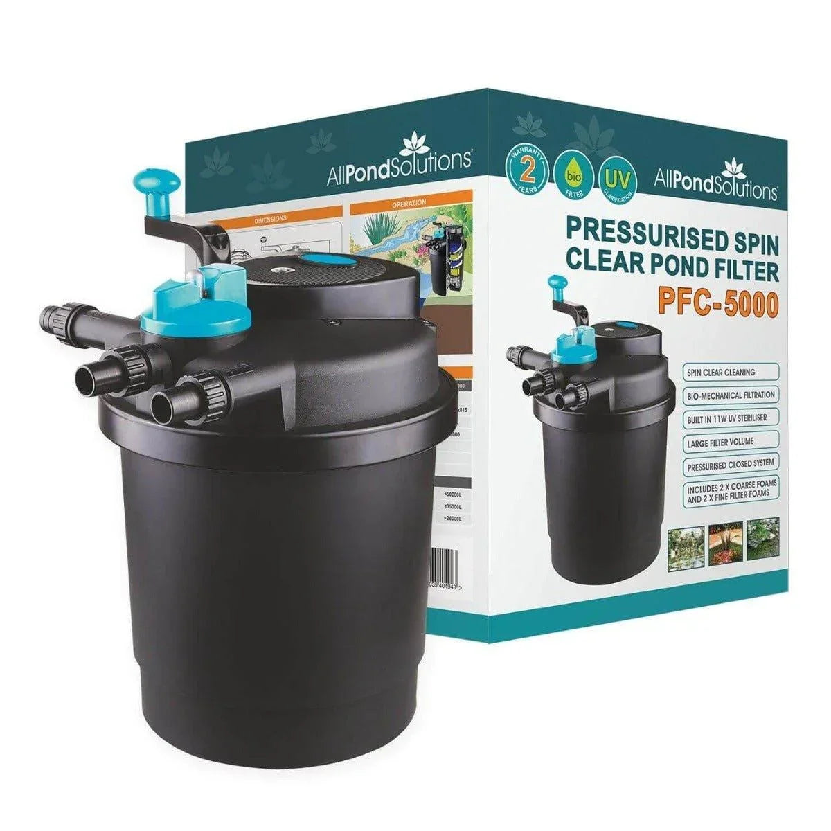 AllPetSolutions PFC-5000 5000L pressurised pond filter with 11w UV