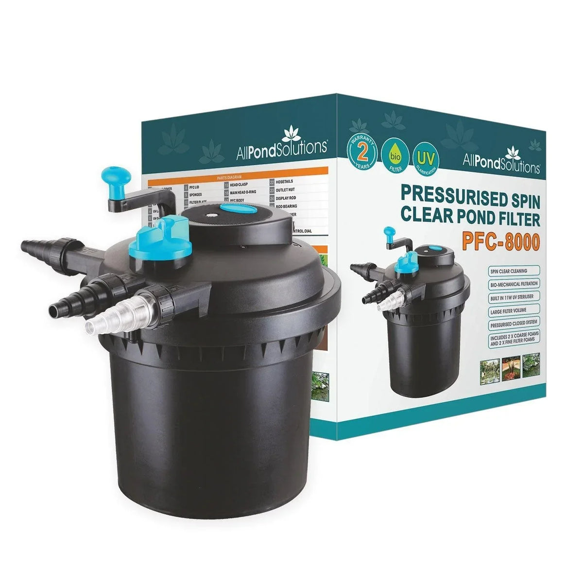 AllPetSolutions PFC-8000 8000L pressurised pond filter with 11w UV