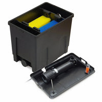 AllPetSolutions BF-6000+ pond filter lid removed showing foam media