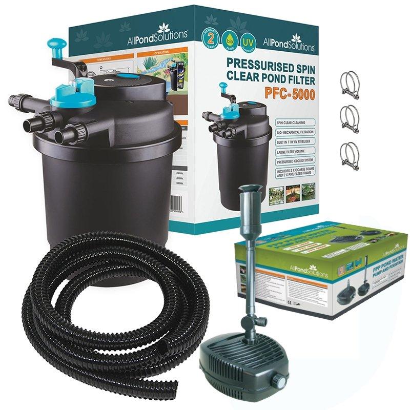 AllPondSolutions Pressurised Pond Filter PFC-5000 KIT - With FPP 3500L/H Pump - All Pet Solutions