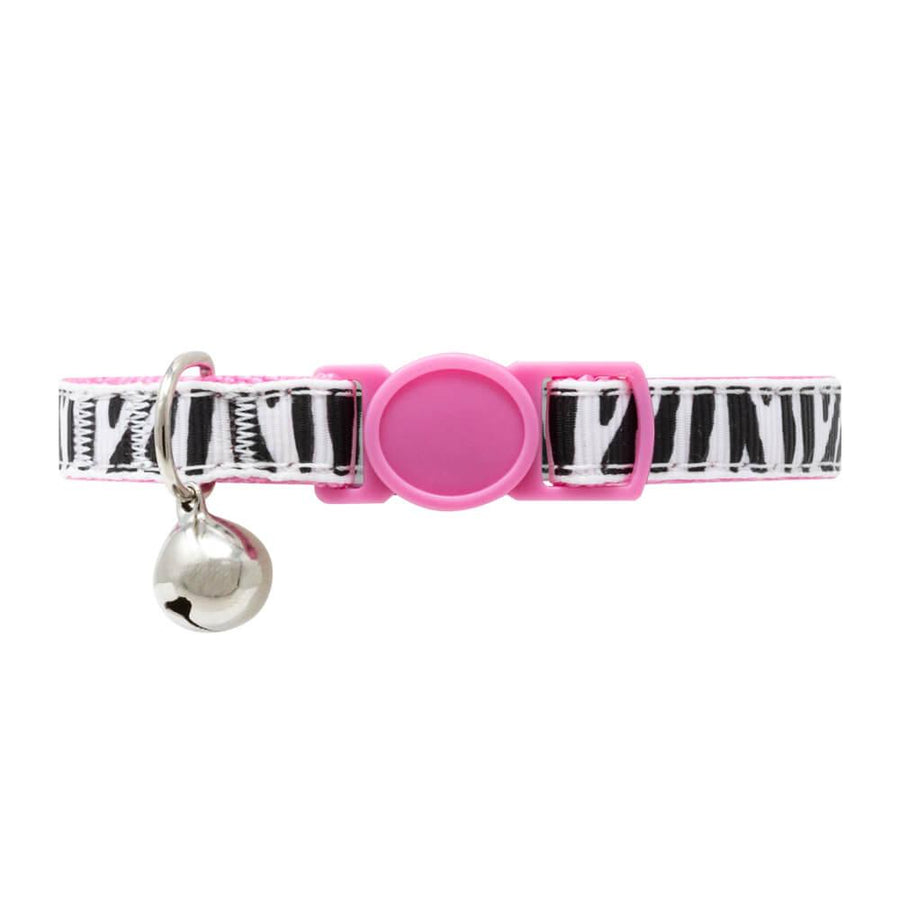 Black and White Zebra Print Cat Collar with Safety Release Buckle - All Pet Solutions