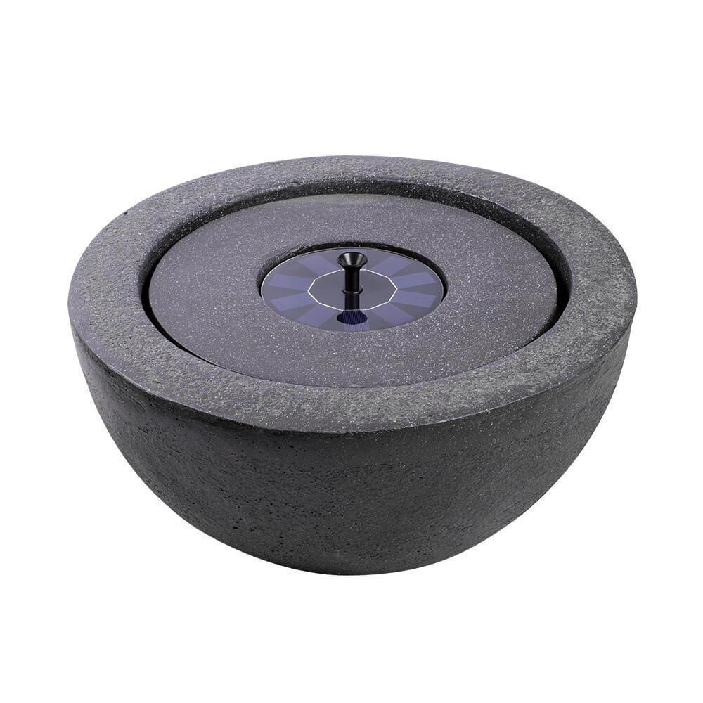 AllPetSolutions bowl stone solar water feature in dark grey