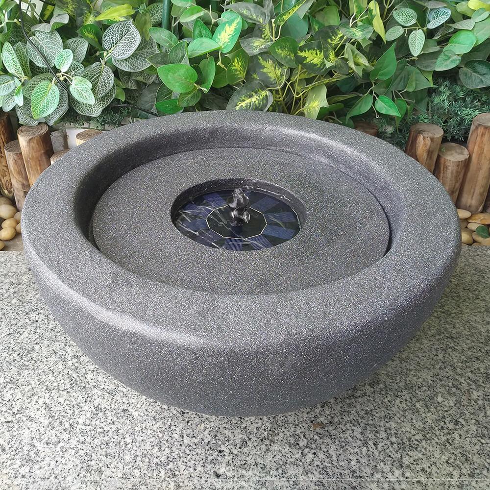 Bowl Stone Solar Water Feature - Dark Grey - All Pet Solutions