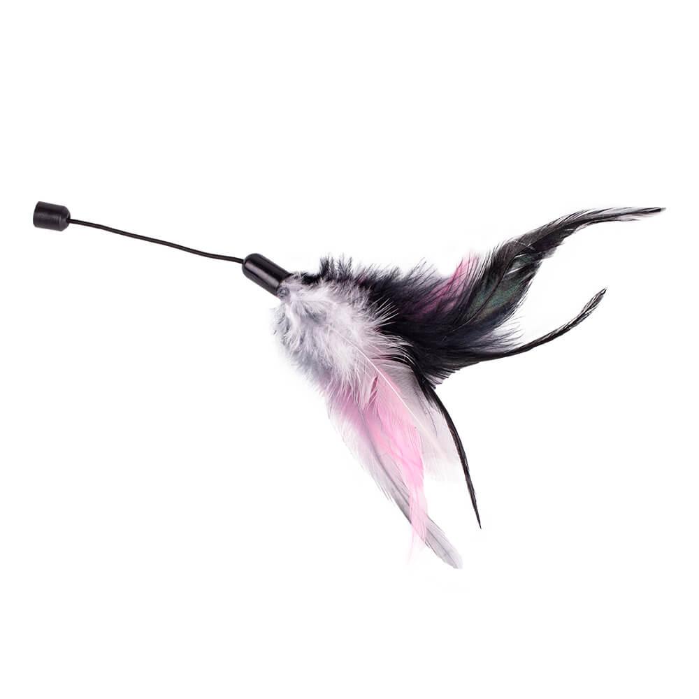 Cat Wand Teaser Toy - 3 Piece - Feather / Mouse / Cat Head