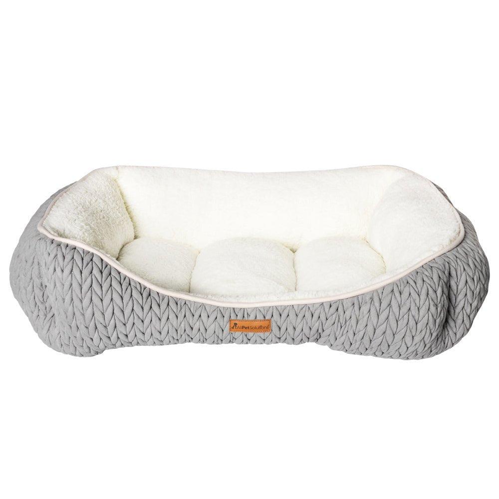 Charlie - Grey Chunky Knit Design Dog Bed - Size S/M/L - All Pet Solutions