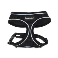 AllPetSolutions black dog harness laid flat showing its shape