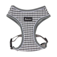 AllPetSolutions grey check dog harness in use on a walk