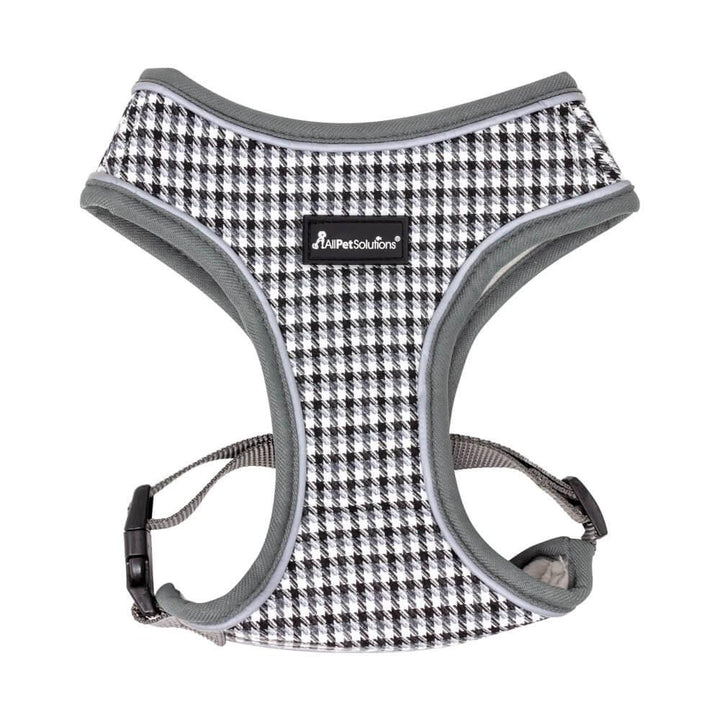 Dog Harness with Reflective Strip in Grey & White Check S/M - All Pet Solutions