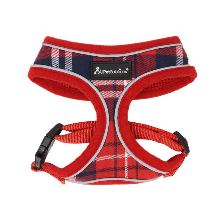 Dog Harness with Reflective Strip in Red Tartan S/M/L/XL - All Pet Solutions