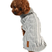 AllPetSolutions grey knitted dog jumper size chart from small to large