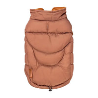 AllPetSolutions brown showerproof dog puffer jacket with faux-down insulation for warmth