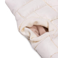 AllPetSolutions cream white dog puffer jacket size chart from small to large