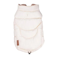 AllPetSolutions cream white dog puffer jacket showerproof fabric close up