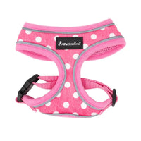 AllPetSolutions pink polka dot dog harness back handle detail