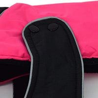 AllPetSolutions red dog jacket collar and fastening detail