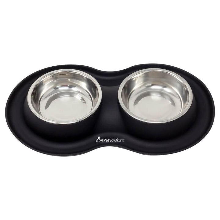 Double Bowl Cat Dog Feeder - Black - S/L/XL - All Pet Solutions