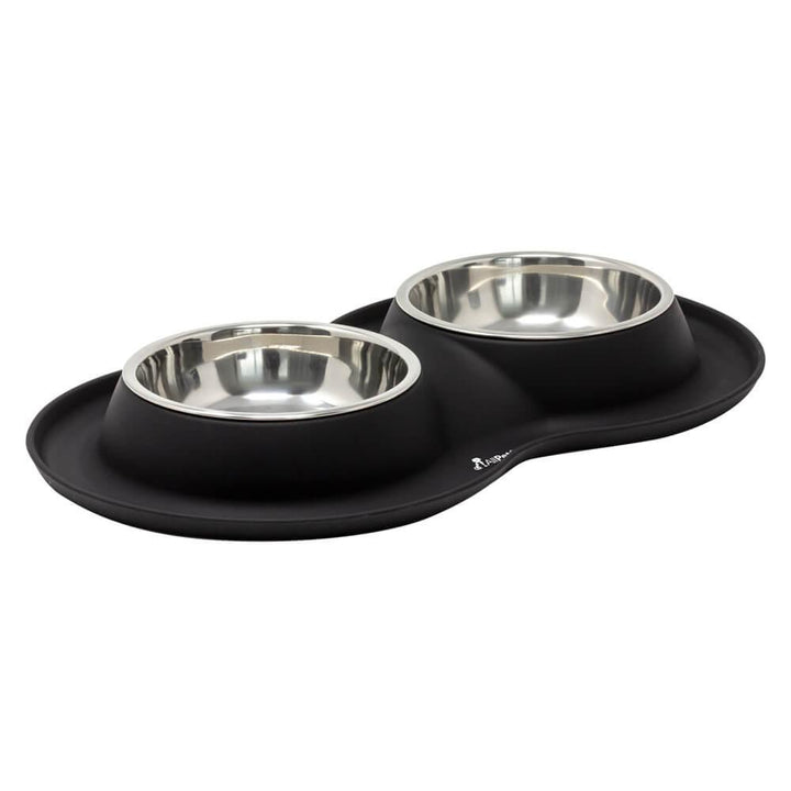 Double Bowl Cat Dog Feeder - Black - S/L/XL - All Pet Solutions