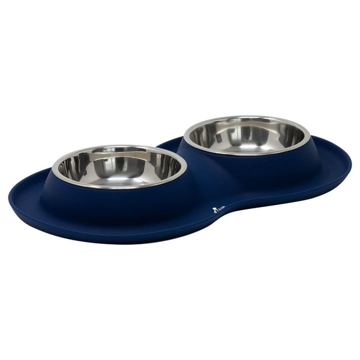 Double Bowl Cat Dog Feeder - Navy - S/L/XL - All Pet Solutions