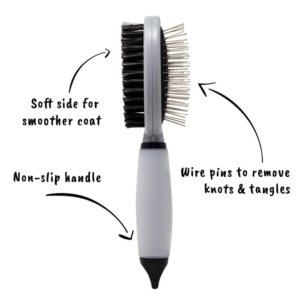 Double Sided Dog & Cat Brush - Grey - All Pet Solutions