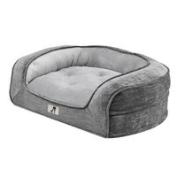 AllPetSolutions Duke grey sofa dog bed shown in a home setting