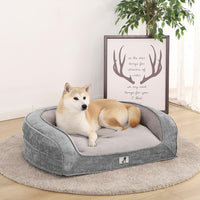 AllPetSolutions Duke grey sofa dog bed side profile showing padded arms
