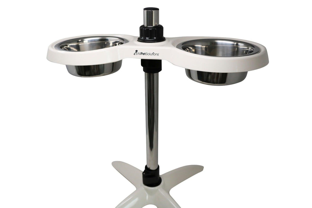 Elevated Adjustable Raised Dog Bowl White M/L - All Pet Solutions