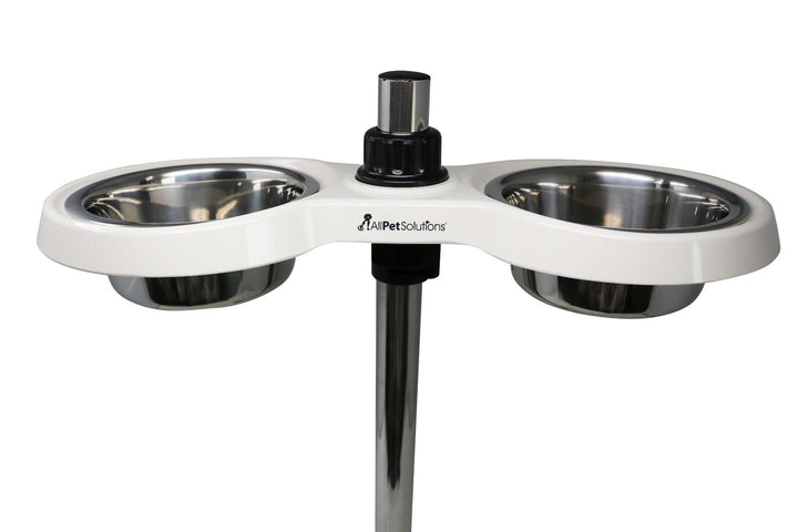 Elevated Adjustable Raised Dog Bowl White M/L - All Pet Solutions