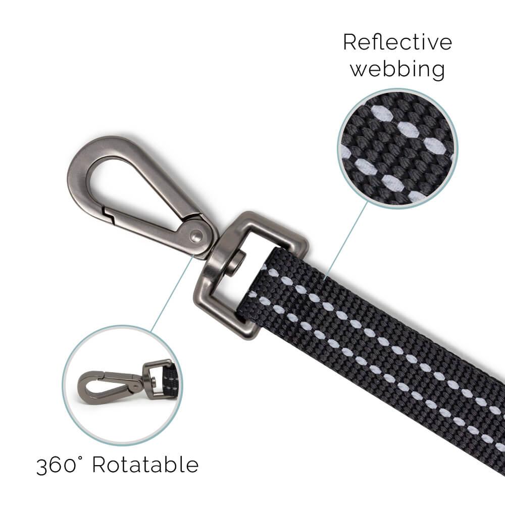 Fauna® Black Reflective Multi-Use Dog Lead 5.6ft - All Pet Solutions