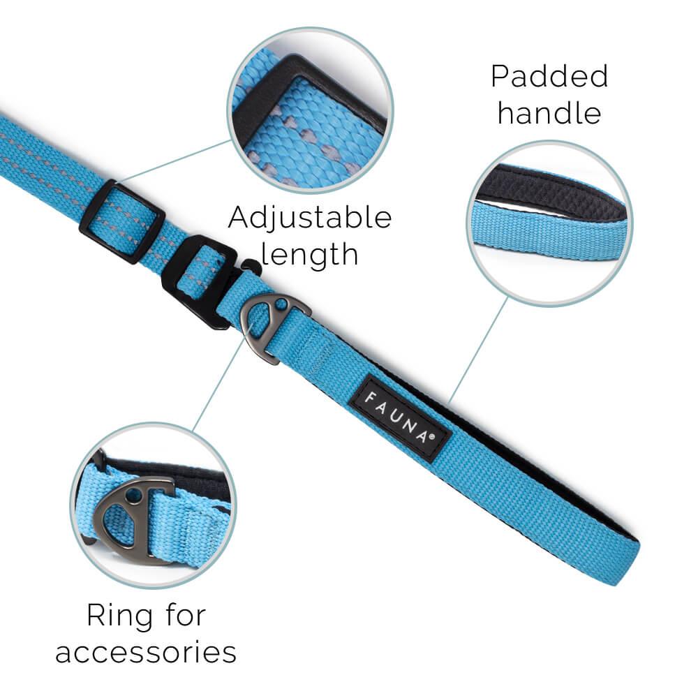 Fauna® Blue Reflective Multi-Use Dog Lead 5.6ft - All Pet Solutions